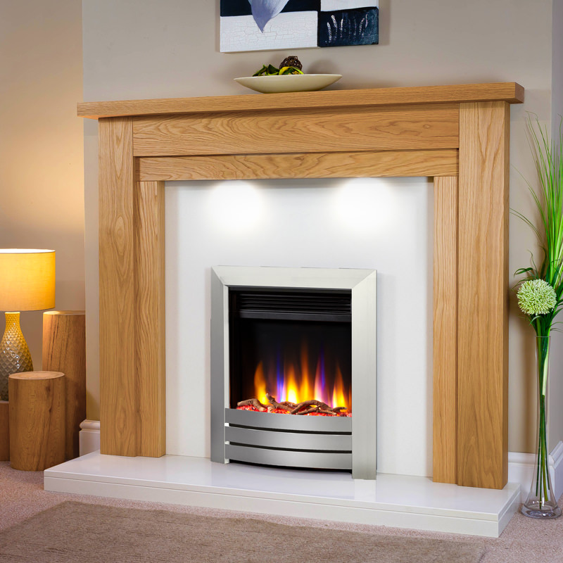 Cheltenham Solid Oak Electric Fireplace, Electric Fireplace Surround And Hearth