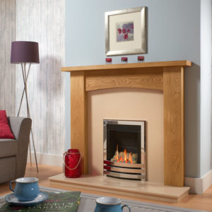 Contemporary Arch Oak Fireplace Full Package