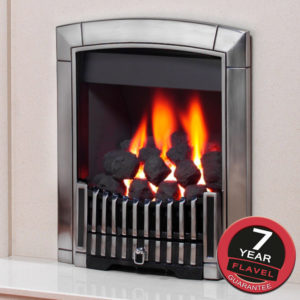 Flavel Caress Full Depth Gas Fire with Contemporary Frame and Fret in Chrome